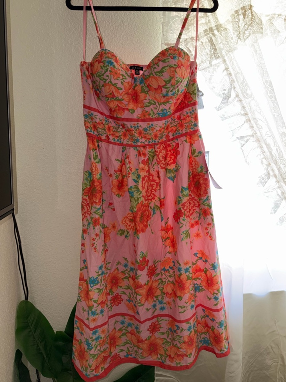Floral Printed Sweetheart Neck Midi Dress XL - Picture 5 of 8